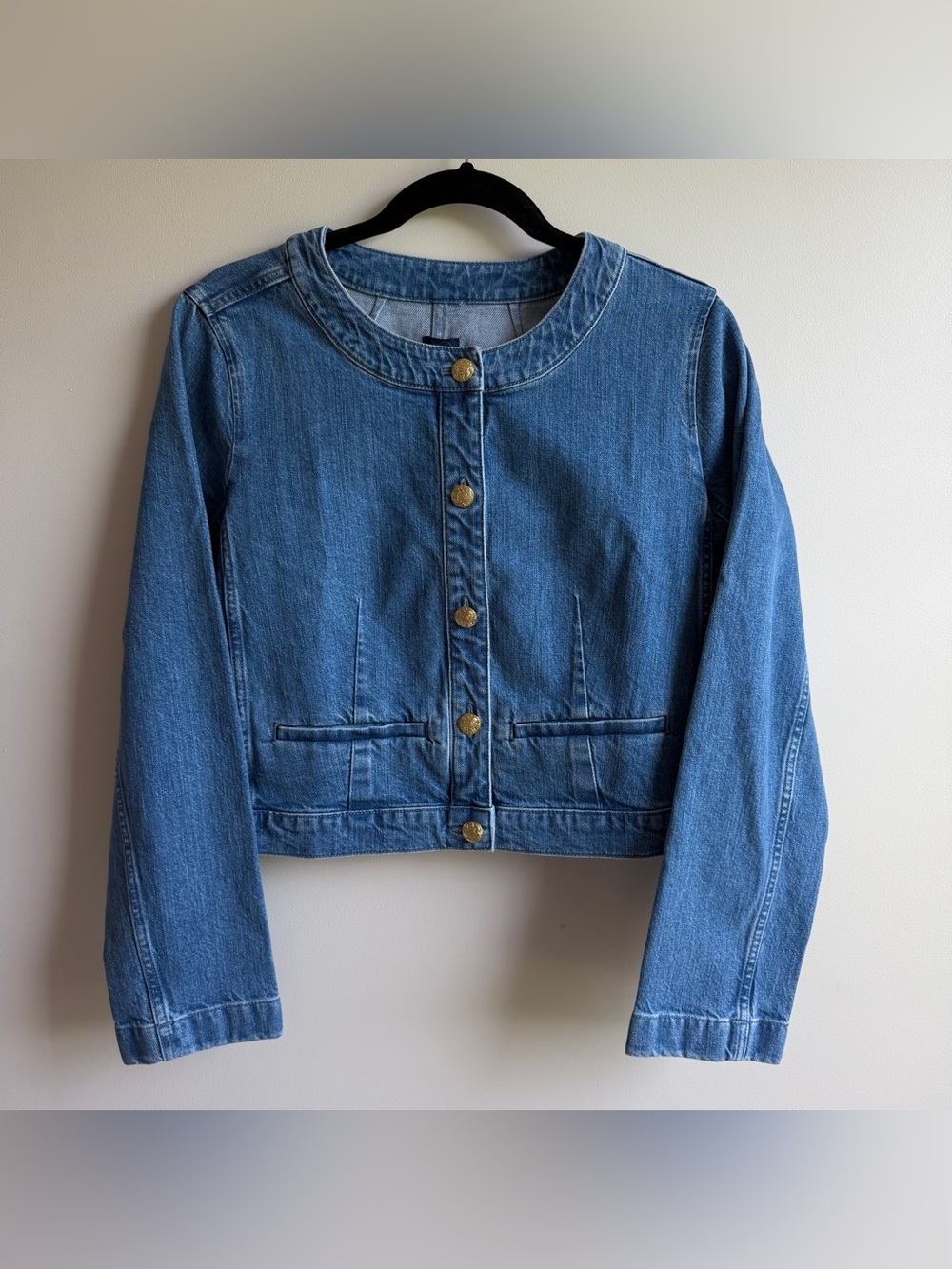 J.Crew Lady Louisa Cropped Denim Jacket Women’s Size 8 - Picture 9 of 11